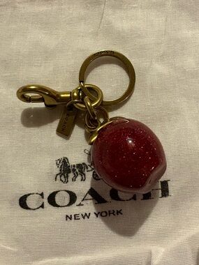 Coach Red Glitter Apple Keychain/Bag Charm with Dust Bag